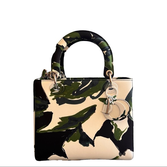 Dior Handbags - Dior Lady Medium Satin abstract floral Rare